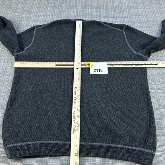 Tommy Bahama Sweater Mens Large Grey Pullover V Neck Textured Comfort Sweatshirt - Picture 6 of 9